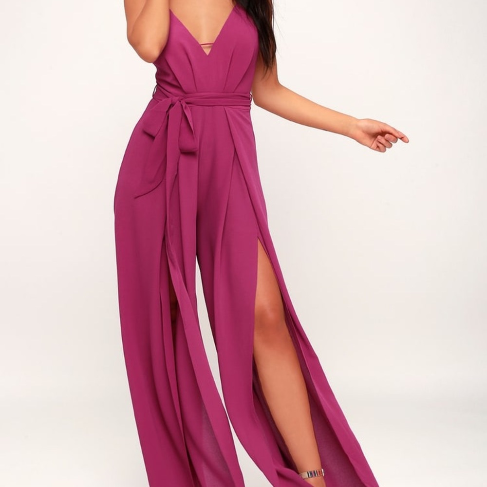 Hype Dream Magenta Backless Wide-Leg Jumpsuit